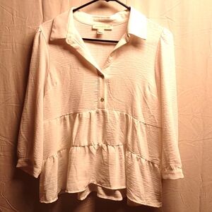 Women's large white linen shirt. By Monteau Los Angeles